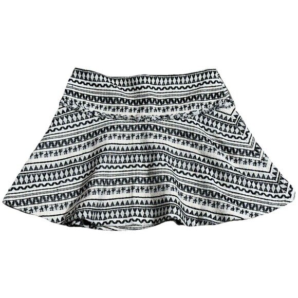 Banana Republic Mini Skirt Womens 8 Cream Black Jacquard Geometric A Line - Picture 1 of 9